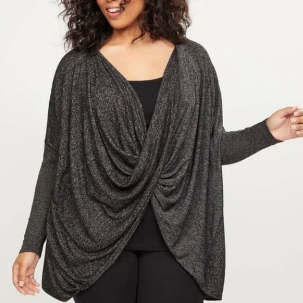 Lane Bryant Livi Active Twist Front Multi-Way Sweater Women's 14/16 Color: Gray